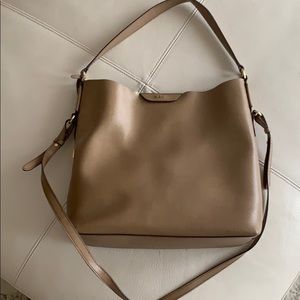 Beige leather tote